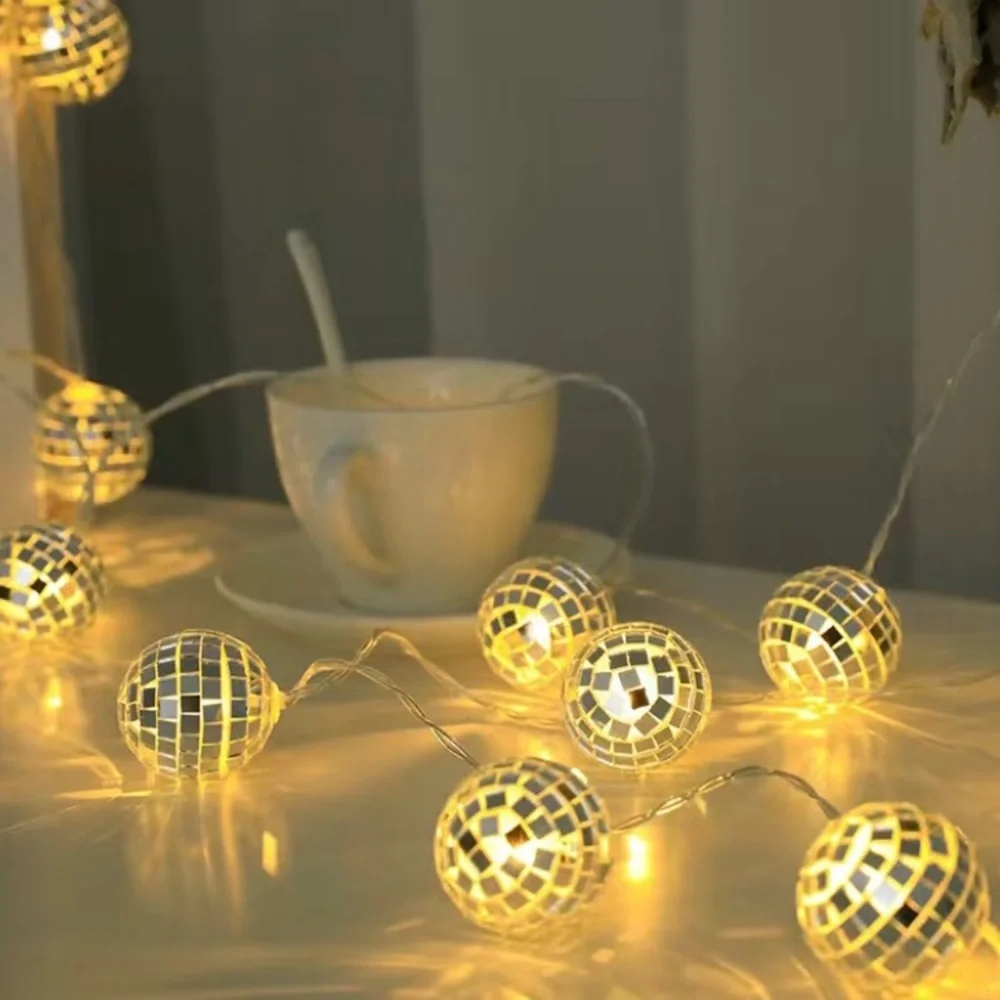Disco Ball LED String Lights 5ft Warm Tone & Colorful Option Mirrorball NEW